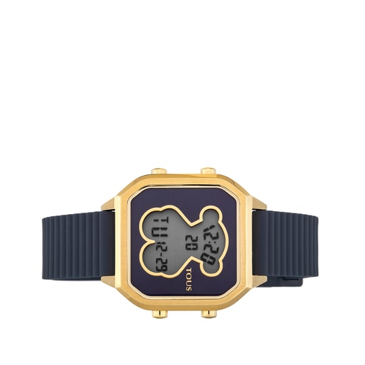 Gold IP Steel D Bear Teen Watch with blue Silicone strap TOUS