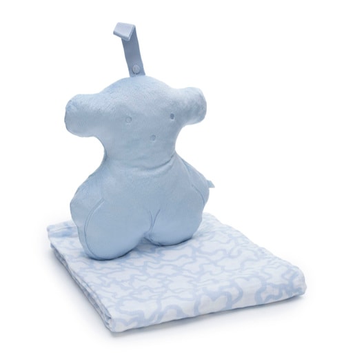 Kaos muslin blanket with a Bear cover in sky blue