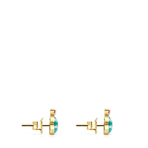 Gold TOUS Color Earrings with Amazonite and Ruby | TOUS