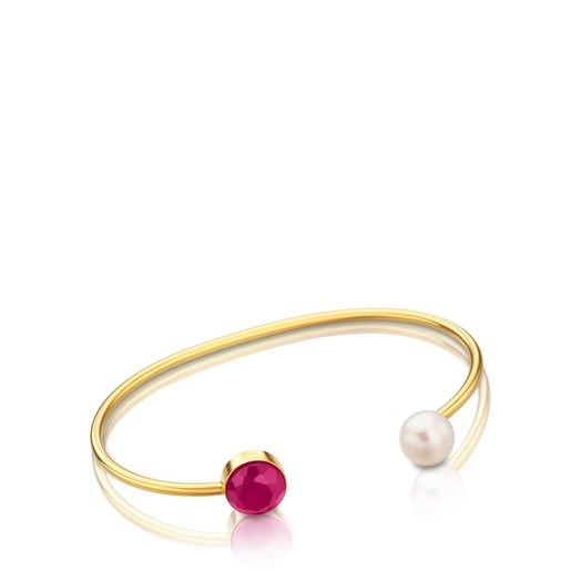 Vermeil Silver Bright Bracelet with Pearl, Ruby and Mother of Pearl