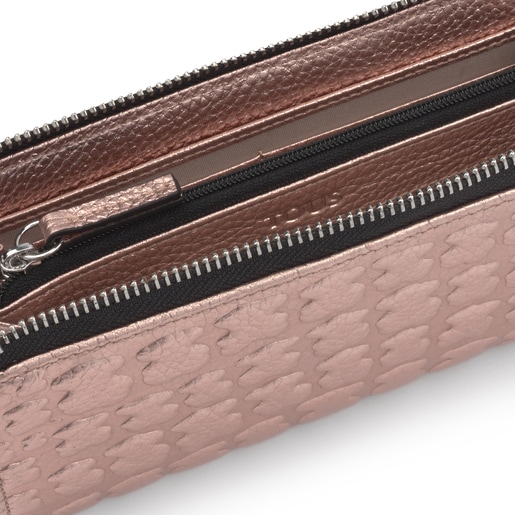محفظة Sherton متوسطة من الجلد باللون الذهبي الوردي