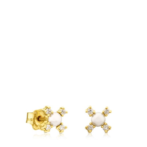 Gold with Diamond and Pearl Eklat Earring 