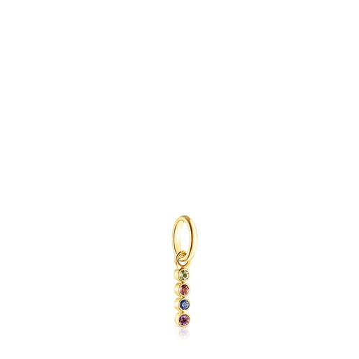 Gold Straight Color Pendant with Gemstones