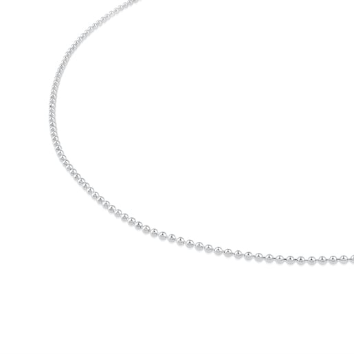 Mittellange Halskette TOUS Chain aus Silber mit 1,8 mm großen Kugeln, 50 cm lang.