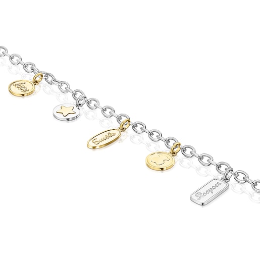 Two-toned Steel TOUS Good Vibes charms Bracelet