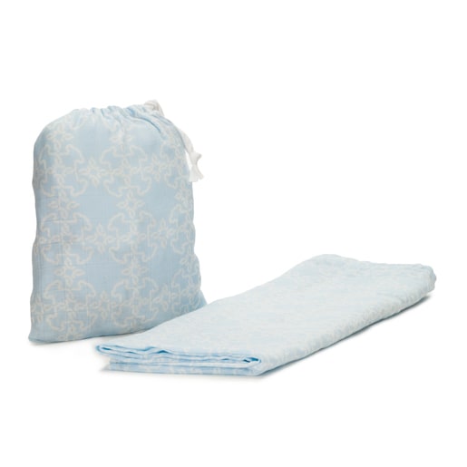 Muse muslin blanket with gauze cover in sky blue