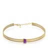 Halskette Mesh Color aus IP-Stahl in Gold mit Amethyst