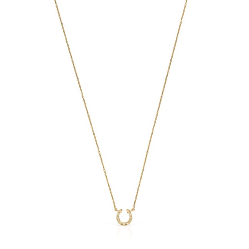 Gold TOUS Good Vibes horseshoe Necklace with Diamonds | TOUS