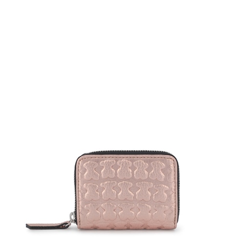 Medium pink-gold leather Sherton purse | TOUS