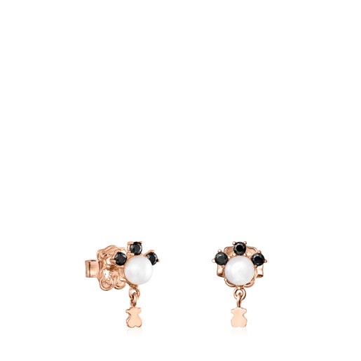 Rose Silver Vermeil Real Sisy Earrings with Spinels and Pearl