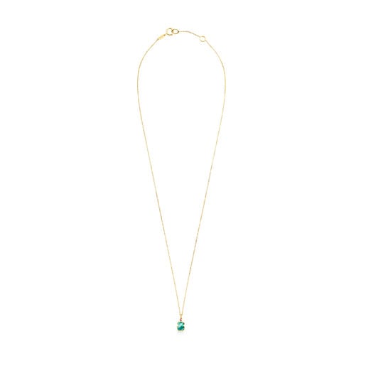 Gold TOUS Color Necklace with Amazonite and Ruby