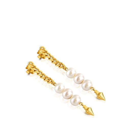Vermeil Silver Hendel Earrings with Pearl