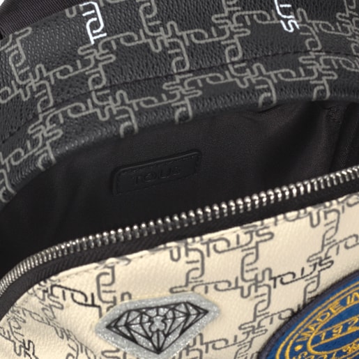 Small black and beige TOUS Logogram Patch Backpack