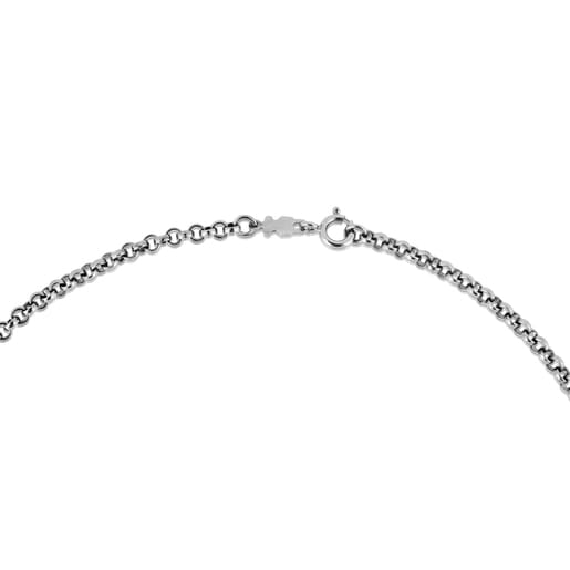 Oxidized Silver TOUS Chain Choker. 80cm.