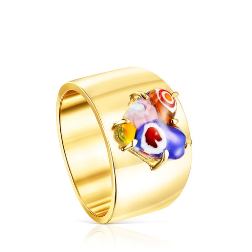 Silver Vermeil Valentine's Day Ring with Murano glass