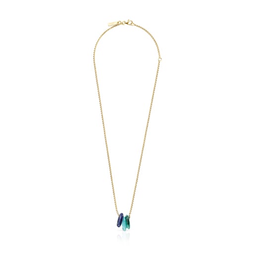 Hold Gems Silver Vermeil Necklace with Malachite, Amazonite and Lapis Lazuli