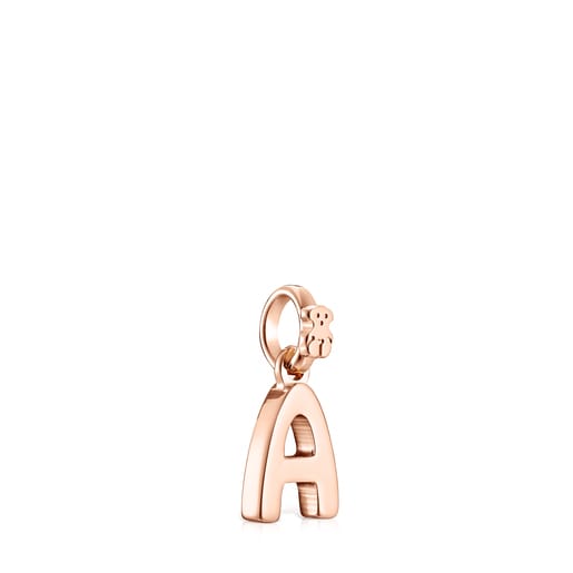 Pingente Alphabet letra A em Prata Vermeil rosa