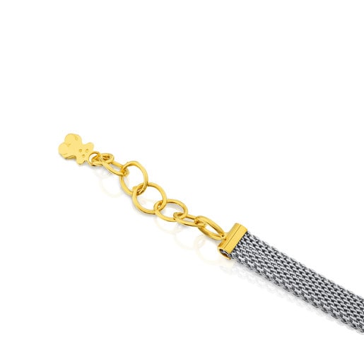 Steel and Gold Icon Mesh Bracelet
