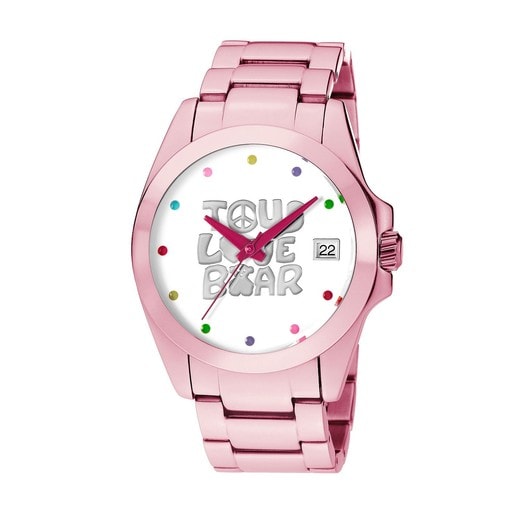 ピンクのアルマイト仕上げアルミニウムの腕時計 Drive Aluminio