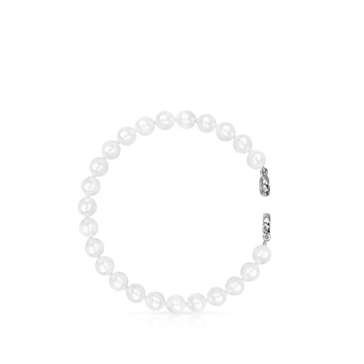 Silver TOUS Hold Bracelet with Pearls 17,5cm.