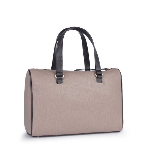 Taupe-gray colored Leather Arisa Bowling bag