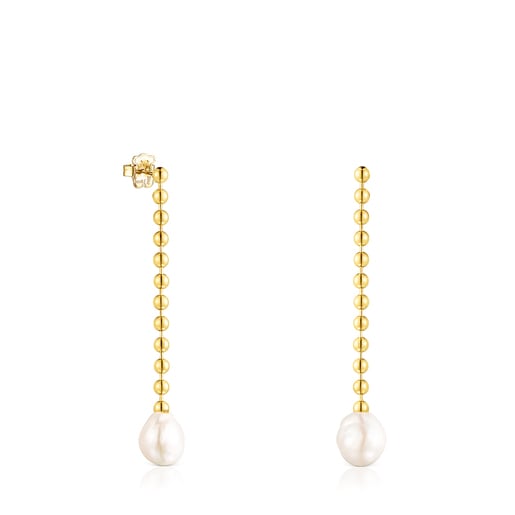 Long Silver Vermeil Gloss Earrings with Pearl