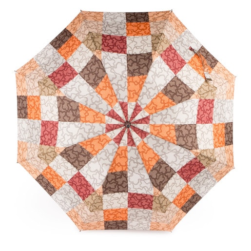 Paraguas grande Kaos Cuadrados en color naranja-marrón