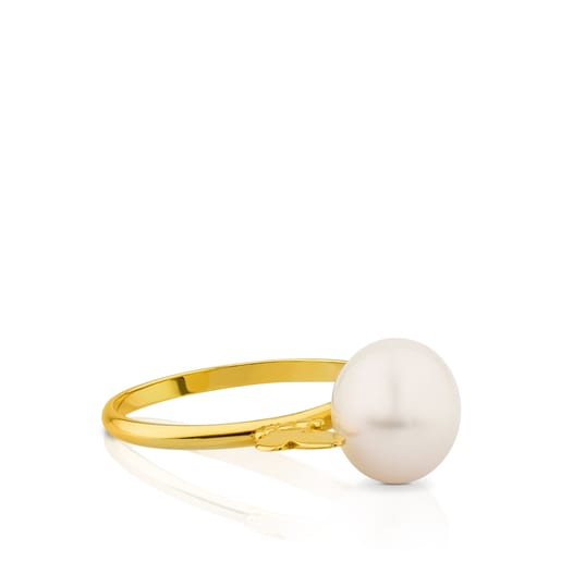 Gold Bera Butterfly Ring with Pearl