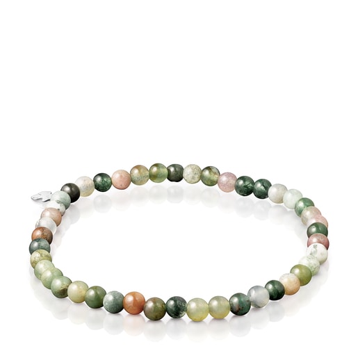 Agate and Silver Color Bracelet