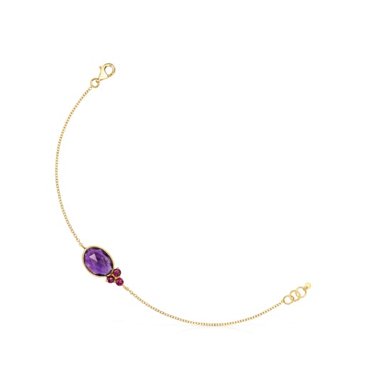 Pulsera de oro, amatista y rodolita Luz