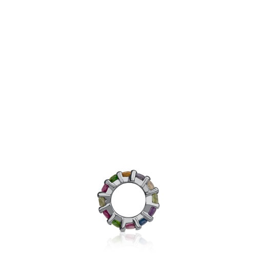 Small Dark Silver Shield Pendant with Gemstones