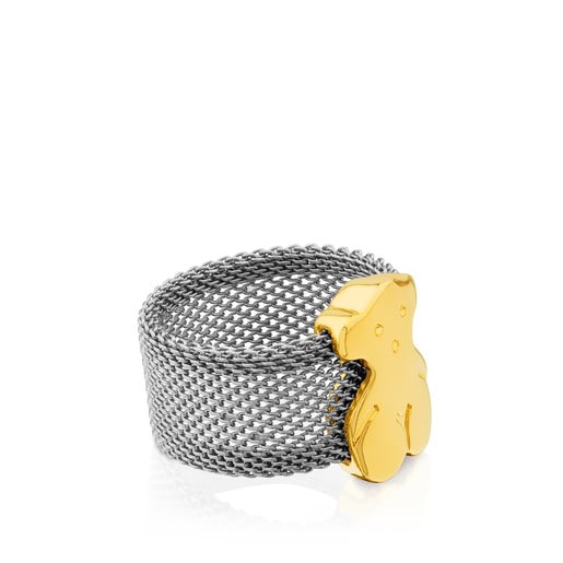 Gold and Steel Mesh Ring