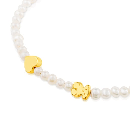 Gold Sweet Dolls XXS Bracelet with Pearls. Bear and Heart motifs.