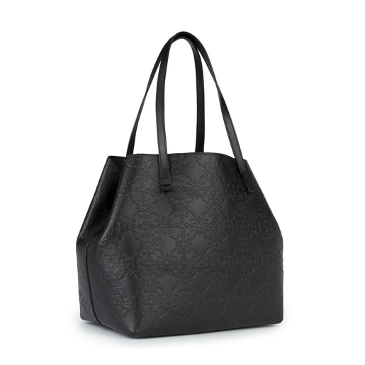 Sac cabas Mossaic grand en Cuir de couleur noire 