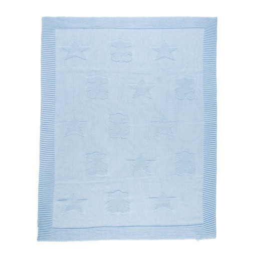 Nile stars and bears blanket in Sky Blue