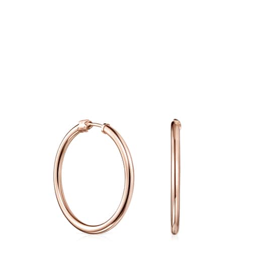 TOUS Basics large Hoop Earrings in Rose Silver Vermeil