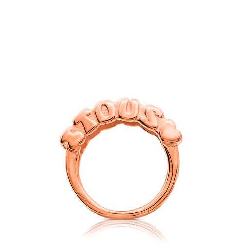 Anell amb bany d'or rosa 18 kt sobre plata View