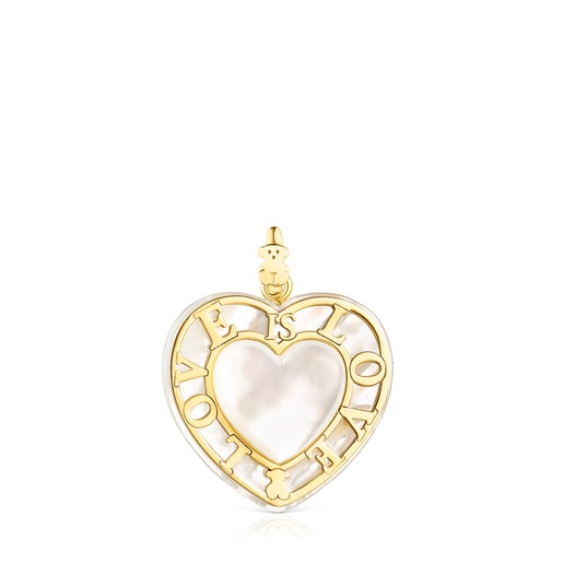 Gold Valentine's Day heart Pendant with Mother-of-pearl