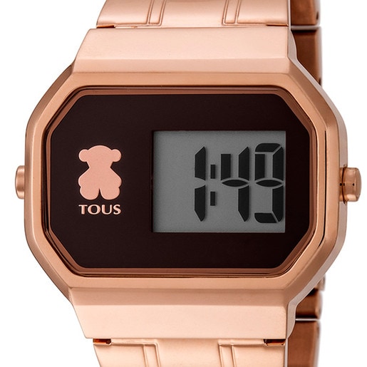 Ρολόι D-Bear Digital από ατσάλι με επιμετάλλωση σε ροζ χρώμα