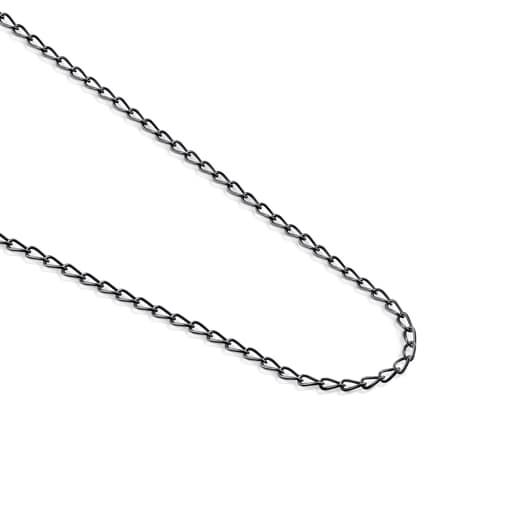 Gargantilla de plata dark silver con anillas ovales, 70 cm Chain