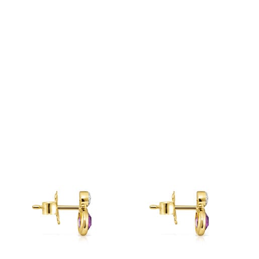 Gold with Amethyst and Diamonds Color Kings Earrings