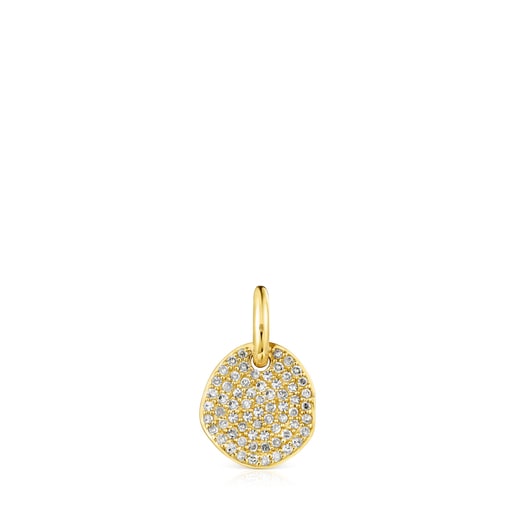 Small Gold Nenufar Pendant with Diamonds | TOUS