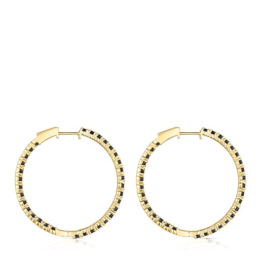 Aro Glaring con baño de oro 18 kt sobre plata y ónix