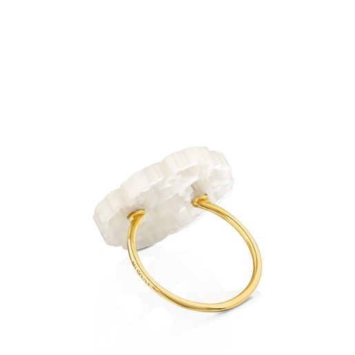 Gold Mossaic Power Ring with Mother-of-pearl