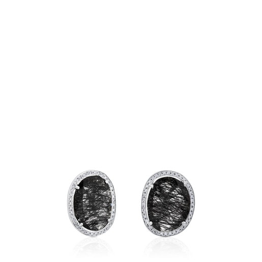 ATELIER Dramatic Jewelry Earrings in white Gold with Diamonds and sparkle Quartz