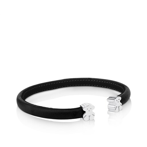 Silver and Black Leather Sweet Dolls Bracelet | TOUS