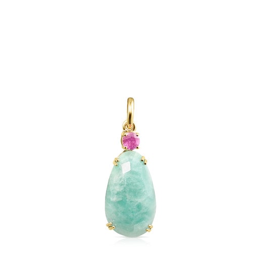 Gold with Amazonite and Ruby Vita Pendant