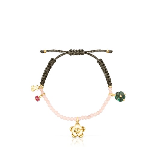 Silver Vermeil Fragile Nature Bracelet with Gemstones and Cord