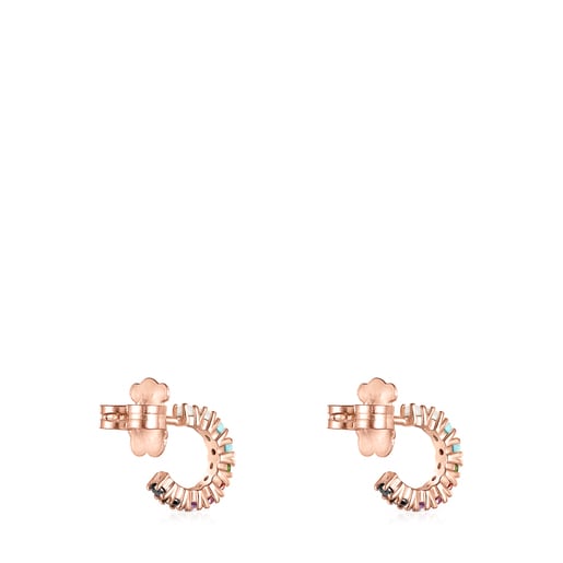 Small Straight Rose Vermeil Earrings with Gemstones