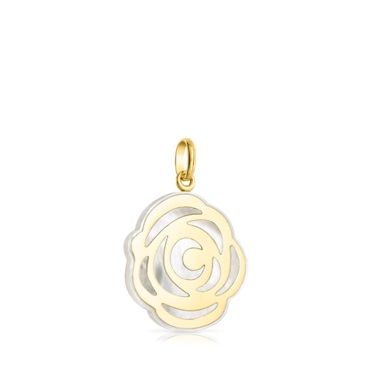 Gold and Mother-of-Pearl Rosa de Abril Pendant